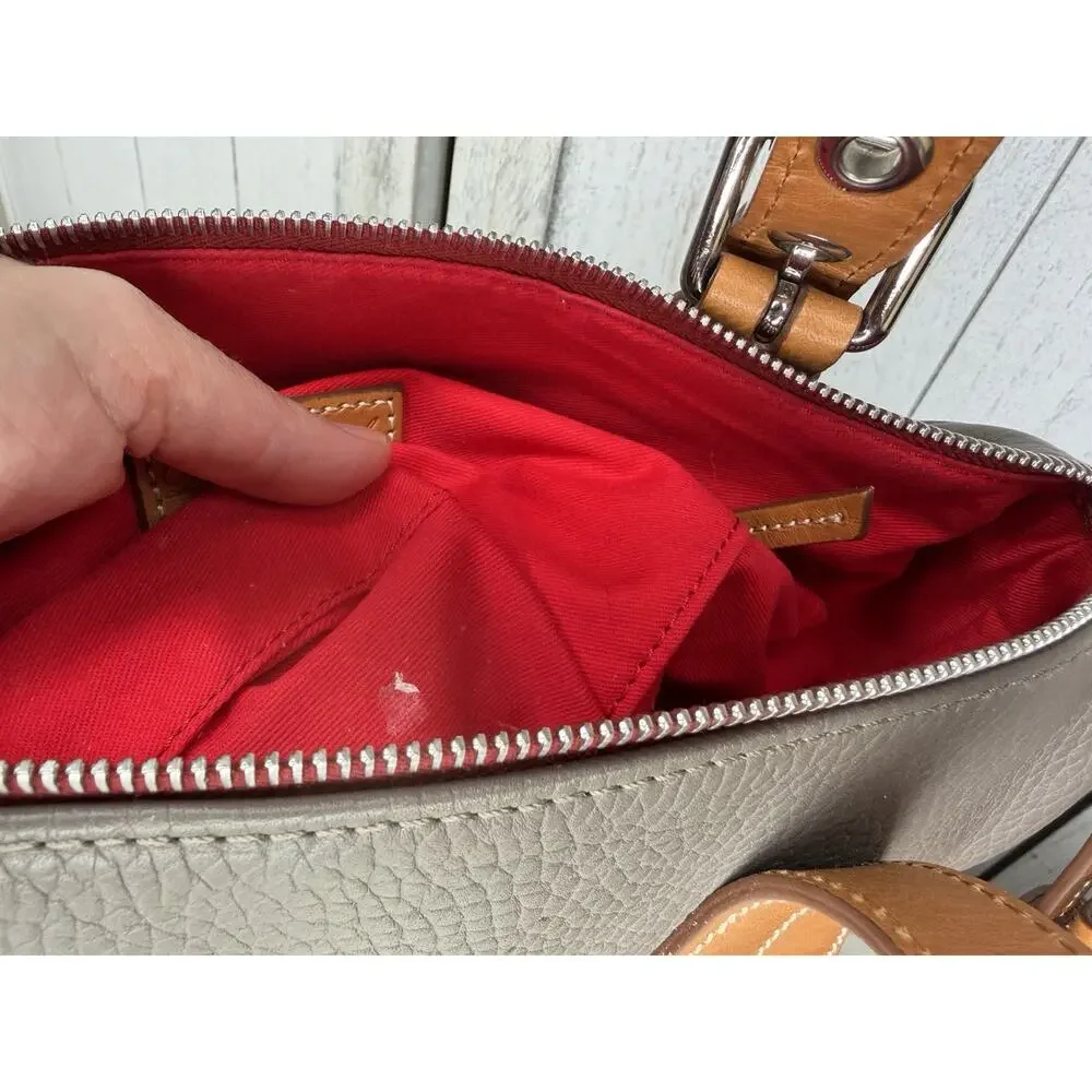 Dooney & Bourke Taupe Tan Top Handle Kendra Satchel Handle Tassel Accent